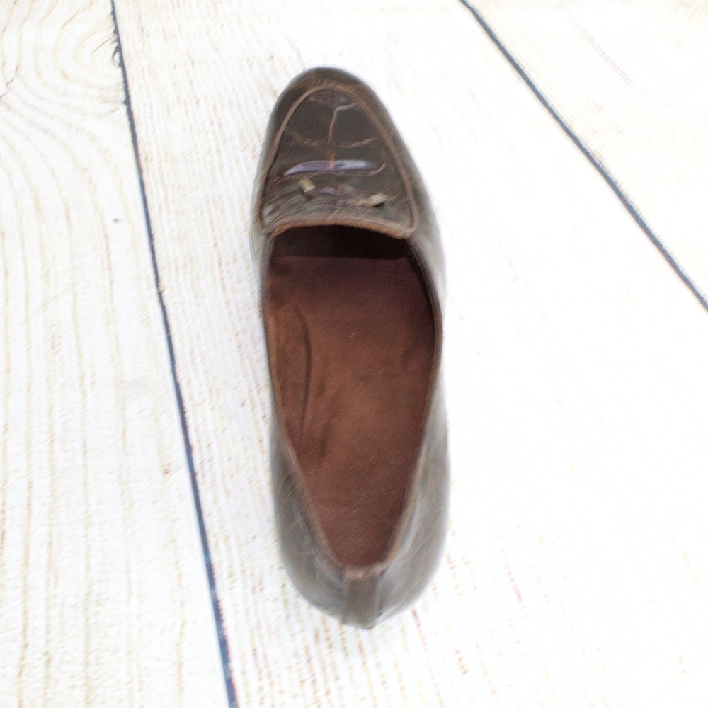 Stuart Weitzman Brown Loafer Leather Heels Size 9 - Picture 7 of 8